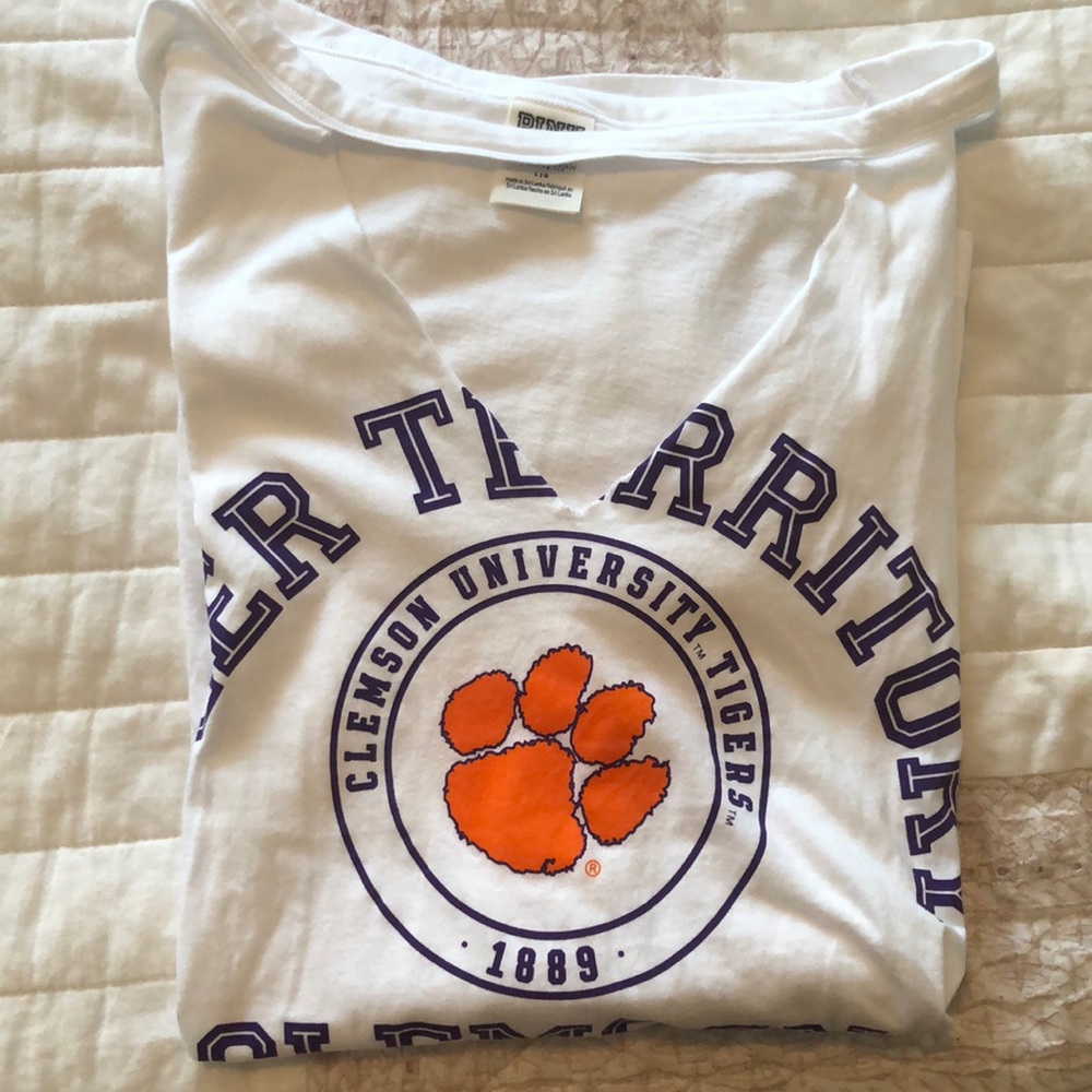 -SOLD- PINK Clemson V-Neck Tee